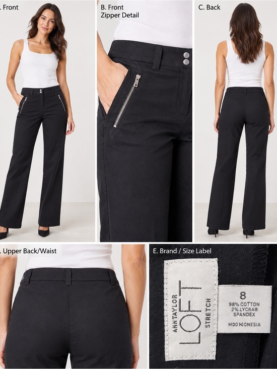LOFT Pants - LOFT Black Wide-Leg Stretch Pants with Zip Pocket Details